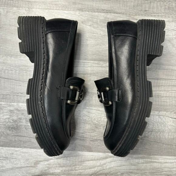 Chucky Lug Sole Vegan Leather Loafers Horsebit Loafers Size 7 1/2 Dark Academia - Picture 4 of 7